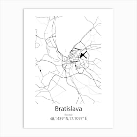 Bratislava,Slovakia Minimalist Map Art Print