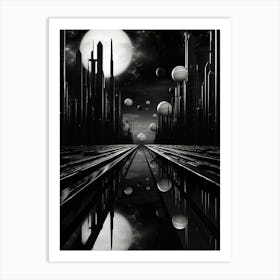 Parallel Universes Abstract Black And White 4 Art Print