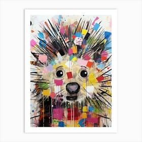 Concrete Jungle Whimsy: Hedgehog in Basquiat style Art Print