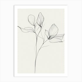 Two Flowers In Black And White 1 Art Print