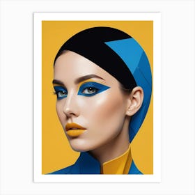 Geometric Woman Portrait Pop Art Fashion Yellow (30) Art Print