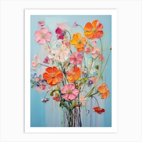 Abstract Flower Painting Zinnia 2 Art Print