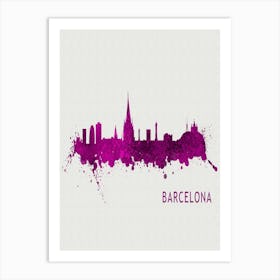 Barcelona Spain City Purple Art Print