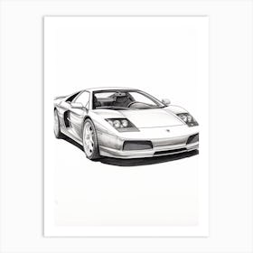 Lamborghini Murcielago Line Drawing 3 Art Print