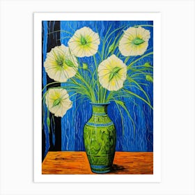 Flowers In A Vase Still Life Painting Love In A Mist Nigella 2 Art Print