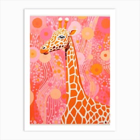Pink Dotwork Giraffe 1 Art Print