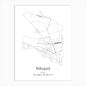 Nikopol,Ukraine Minimalist Map Art Print