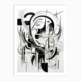 Chromatic Fusion Abstract Black And White 7 Art Print