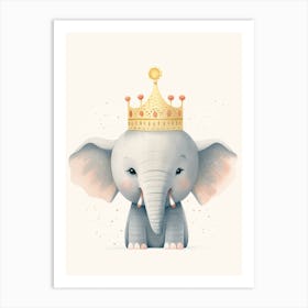 Little Elephant 2 Wearing A Crown Art Print