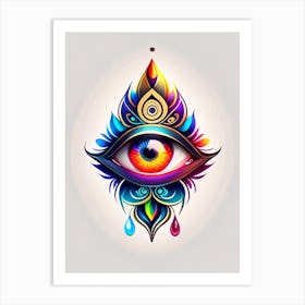 The Ajna Chakra, Symbol, Third Eye Tattoo 3 Art Print