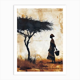 African Tribe Woman, Minimalism Art Print