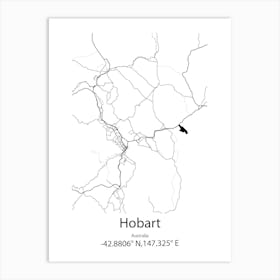 Hobart,Australia Minimalist Map Art Print