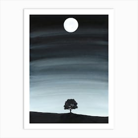 Tree In The Moonlight Art Print