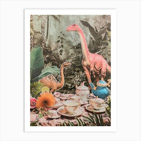 Kitsch Dinosaur Tea Party 1 Art Print