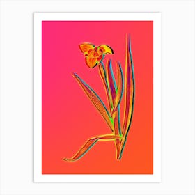 Neon Tiger Flower Botanical in Hot Pink and Electric Blue n.0599 Art Print