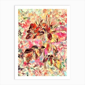 Impressionist Pasture Rose Botanical Painting in Blush Pink and Gold Art Print