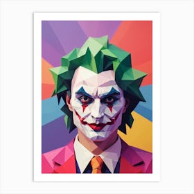 Joker Portrait Low Poly Geometric (1) Art Print