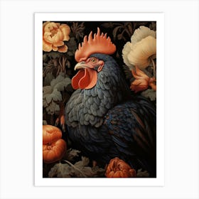 Dark And Moody Botanical Chicken 2 Art Print