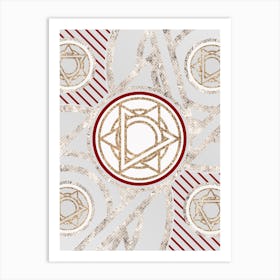 Geometric Abstract Glyph in Festive Gold Silver and Red n.0044 Art Print