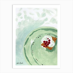 Biscuit With Cream And Red Currant Berries Art Print