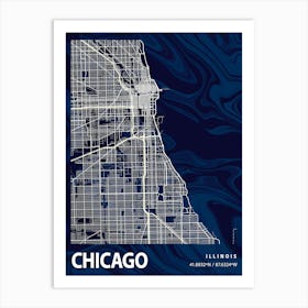 Chicago Crocus Marble Map Art Print