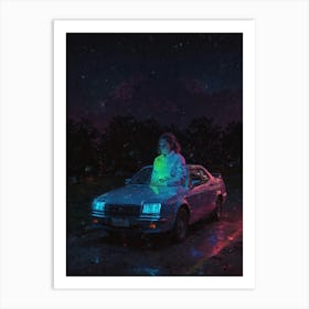 Girl In A Car Art Print