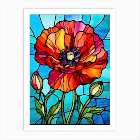 Stained Glass Poppy 1 Art Print