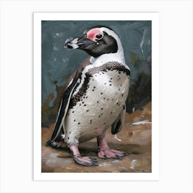 African Penguin Floreana Island Oil Painting 4 Art Print