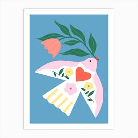 Dove with Flower Art Print