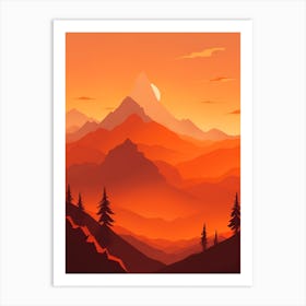 Misty Mountains Vertical Background In Orange Tone 25 Art Print