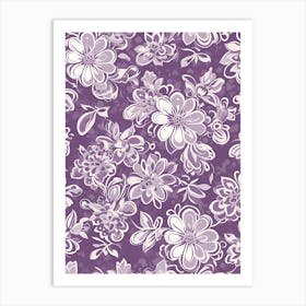 Vintage Purple Floral Pattern Art Print