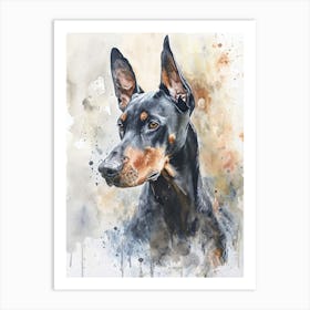 Doberman Pinscher Watercolor Painting 3 Art Print