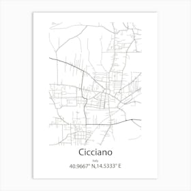 Cicciano,Italy Minimalist Map Art Print