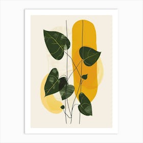 Pothos Plant Minimalist Illustration 2 Art Print