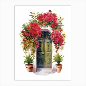 Malaga, Spain   Mediterranean Doors Watercolour Painting 1 Art Print