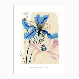 Colourful Flower Illustration Poster Nigella Love In A Mist 3 Art Print