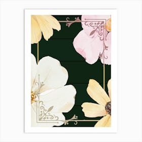 Dark Green Floral Art Print