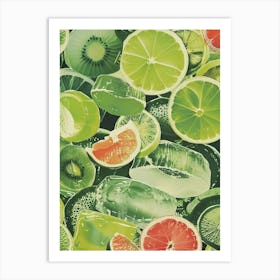 Green Fruity Jelly Retro Collage 1 Art Print