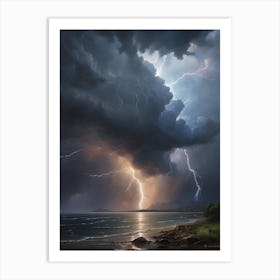 Lightning Over The Ocean 1 Art Print