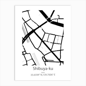 Shibuya Ku,Japan Minimalist Map Art Print