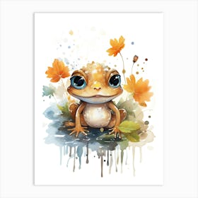 A Frog  Watercolour In Autumn Colours 0 Art Print