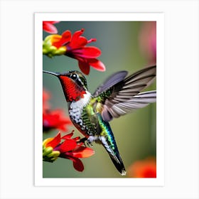 Male Ruby Throated Hummingbird-Reimagined 1 Art Print