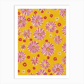 Daisy Floral Print Retro Pattern 1 Flower Art Print