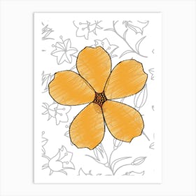 Abstract Yellow Flower Vector Art Print