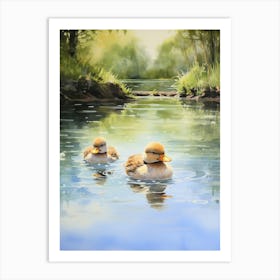 Ducklings Swimming Along 2 Art Print