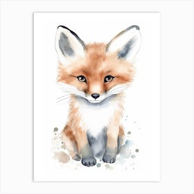 Baby Fox Watercolour Nursery 2 Art Print