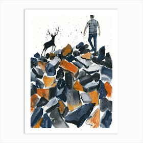 Man And A Deer Art Print