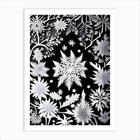 Bullet, Snowflakes, Linocut Art Print