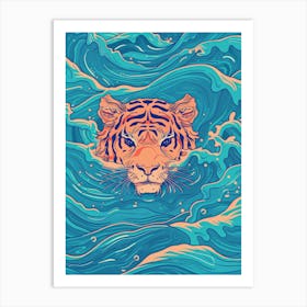 Tiger In The Ocean Art Print