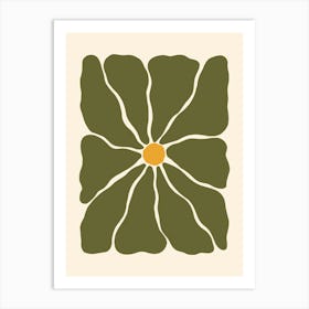 Abstract Flower 01 - Dark Green Art Print